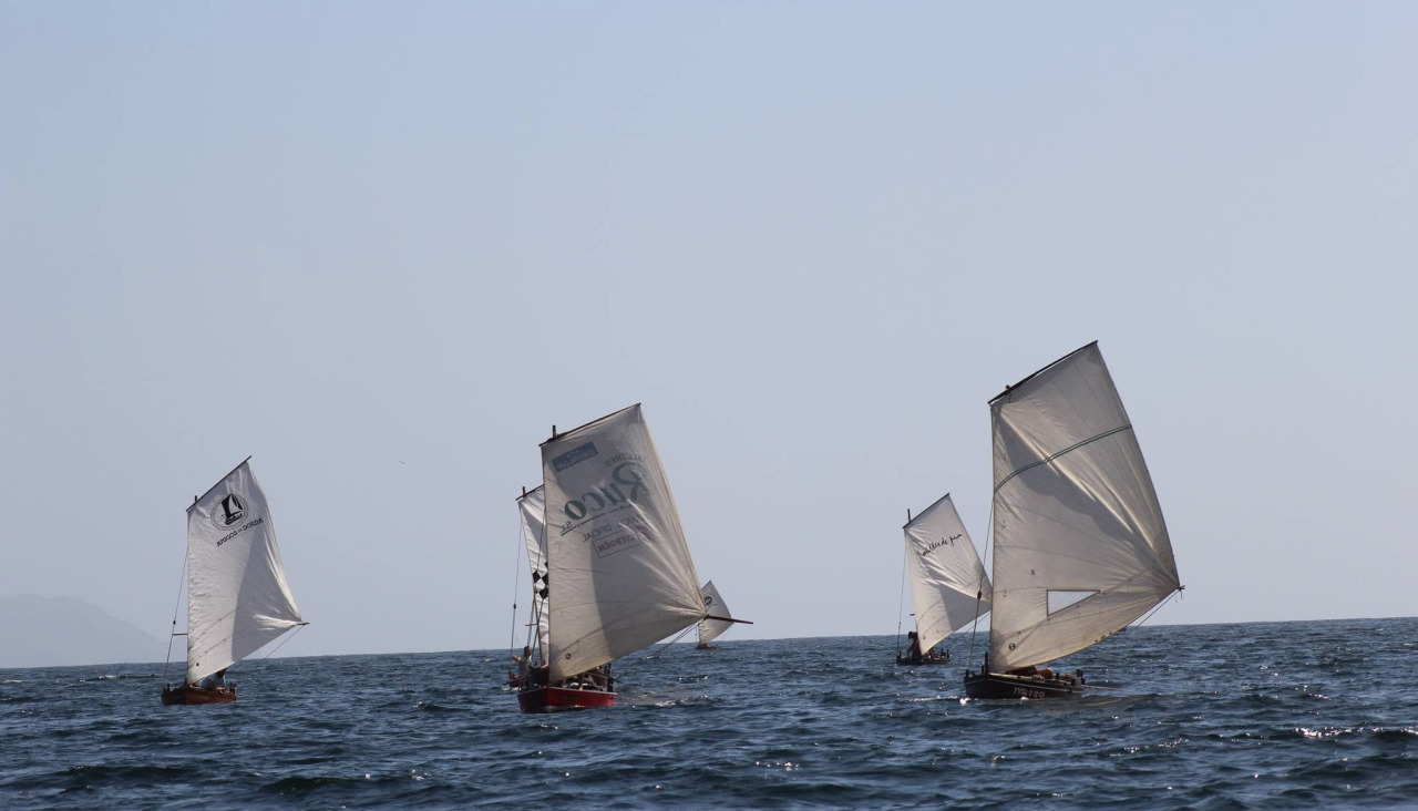 Dornas durante una regata en O Grove