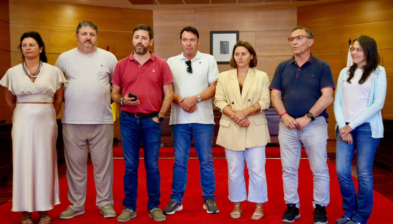 Concejales de PSOE, Somos y BNG, en la rueda de prensa