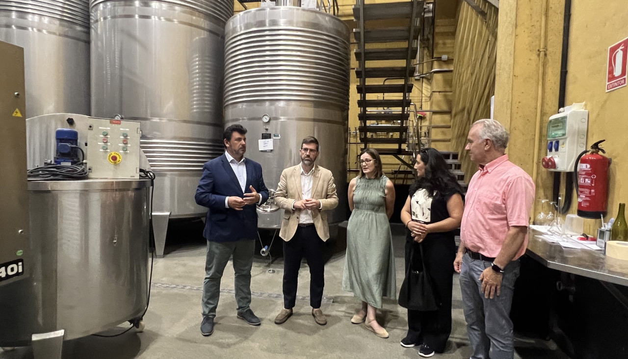 El delegado territorial de la Xunta, Pablo Fernández, visitó la bodega Vionta, en Meaño
