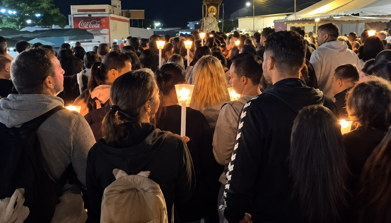 La primera procesión de la jornada se celebró a altas horas de la madrugada, bajo la luz de las antorchas
