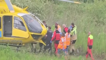 Operativo del accidente de un operario en Boiro